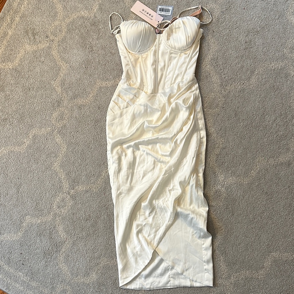 Oh Polly Cream Maxi Dress